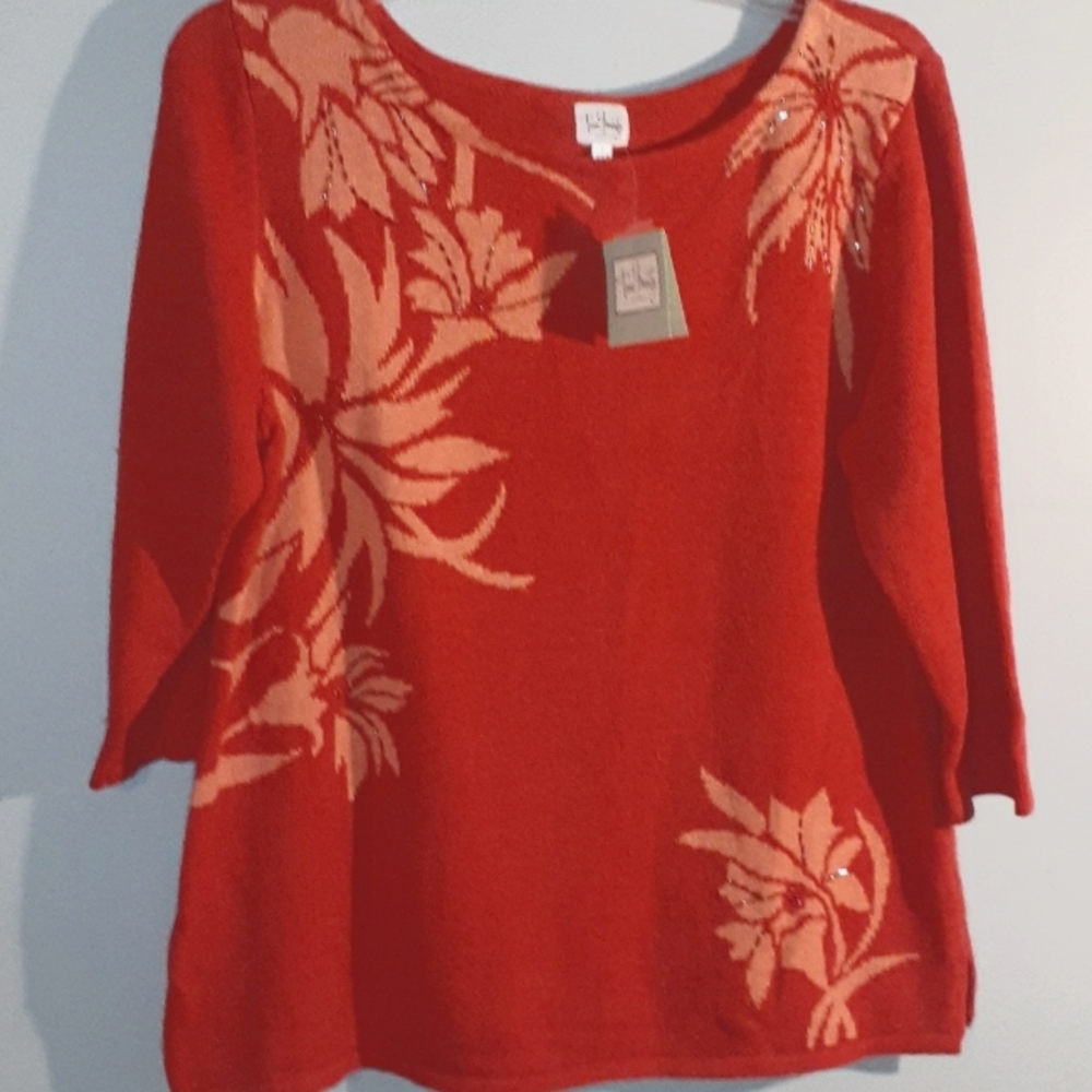 NWT True Beauty By Emme Orange Sweater Plus 1x